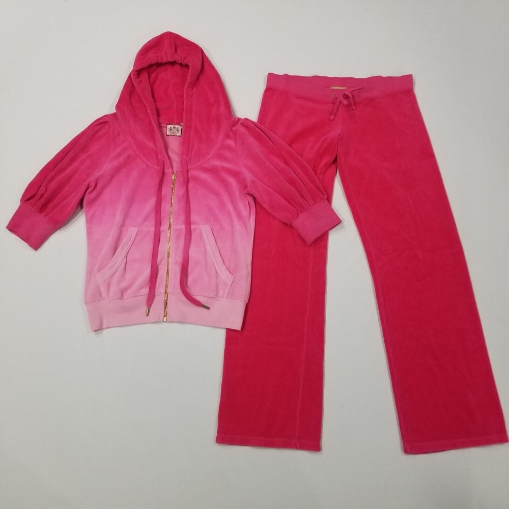Vintage Juicy Couture Tracksuit Set Pink Ombre Medium Large Jacket Pants